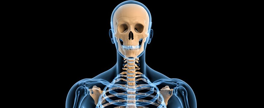 the digital anatomy model showing the human bone structure and skeletal framework