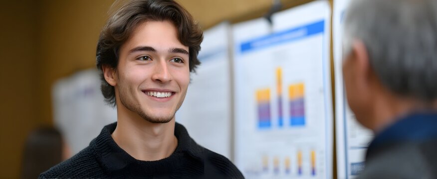 The detailed science poster presentation showcases colorful graphs and precise experimental results. - Powered by Adobe