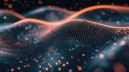 Digital wave particles representing data network connection technology