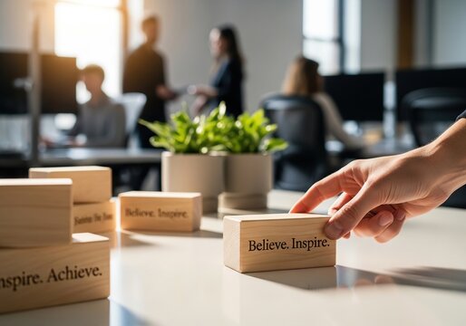 Inspire your team with this motivational office workspace scene today