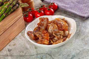 Fried crispy pork bacon snack