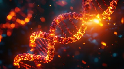 Glowing dna helix structure representing science and genetics