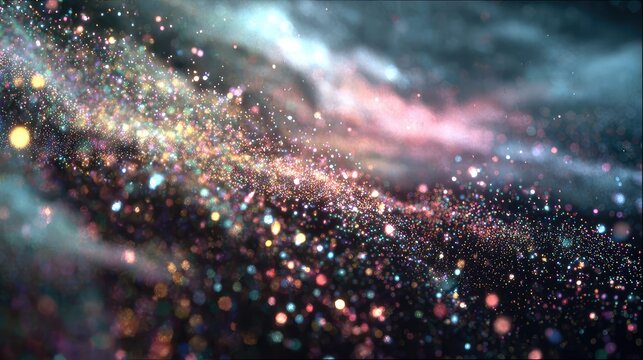 Abstract galaxy creating colorful bokeh light particles