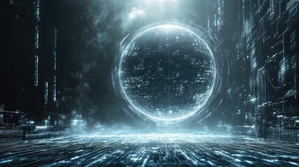 Digital globe experiencing global network data flow