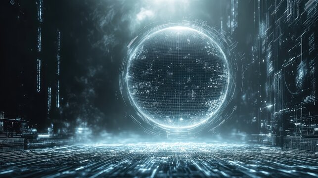 Digital globe experiencing global network data flow