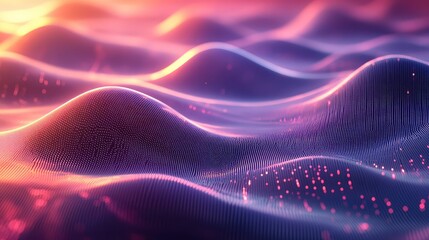 Abstract glowing waves visualizing digital data flow and network