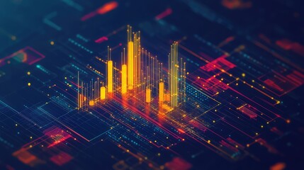 Big data visualization analyzing financial market growth
