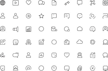 black and white icons set and social media post icons