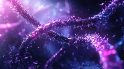Human dna helix structure replicating in microscopic view