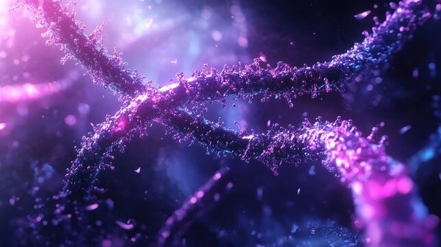 Human dna helix structure replicating in microscopic view