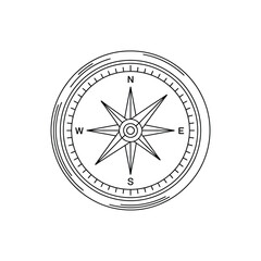 Vintage compass rose nautical navigation tool illustration