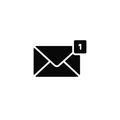 Black silhouette of an envelope with a notification badge showing the number one