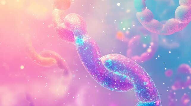 Blockchain technology connecting digital data in iridescent abstract network