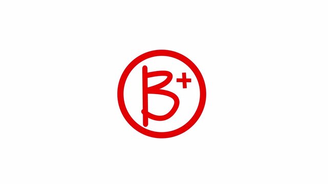 Rating B plus Student Grade  Animation hand drawn 4k in transparent background