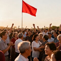group of people holding a flag of india