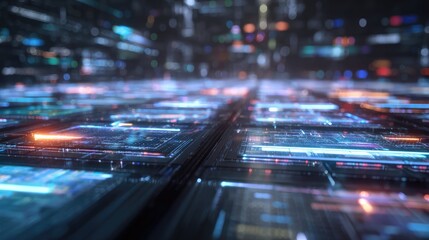 Fototapeta premium Digital data flowing through futuristic circuit network