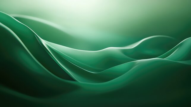 Abstract flowing green waves creating smooth elegant background