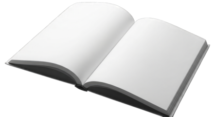 Open blank book isolated on a transparent background