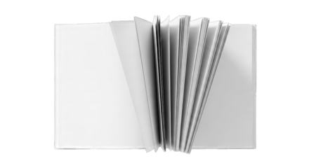 Open book pages fanned out isolated on a transparent background