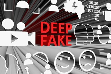 DEEP FAKE concept blurred background 3d render illustration