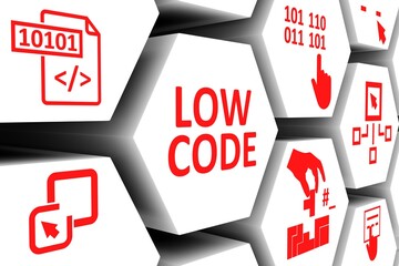 LOW CODE concept cell background 3d illustration