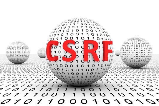 CSRF conceptual sphere binary code 3d illustration