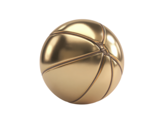 A gold basketball with a gold rim