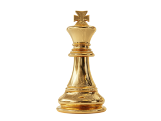 A golden chess piece with a crown on top