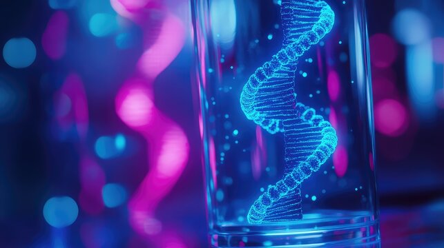 Dna helix glowing in futuristic laboratory concept