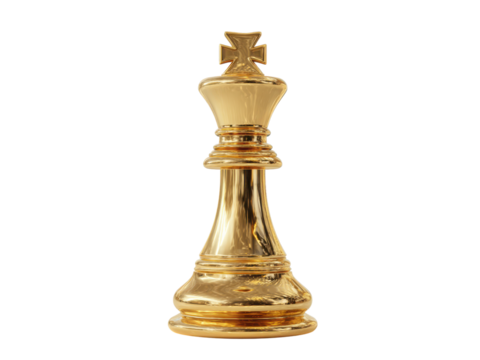 A golden chess piece with a crown on top