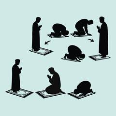 Islamic Prayer Silhouette Set 