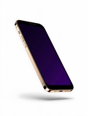 Golden Smartphone Floating on White Background