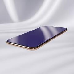 Sleek Modern Smartphone with Blue Screen and Gold Edges