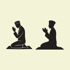 Silhouette of Man in Prayer – Spiritual Devotion on Mat with Raised Hands