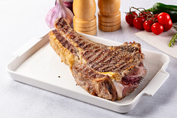Grilled ribeye beef steak with bone