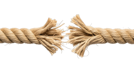 Torn Rope isolated on a transparent background breaking