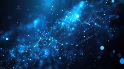 Abstract blue network communicating data points technology