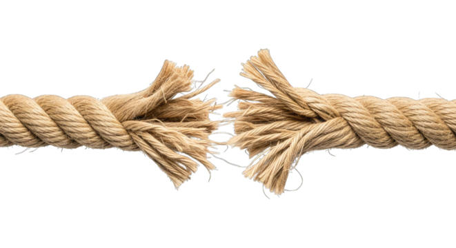 Torn Rope isolated on a transparent background breaking