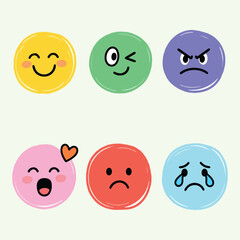 Colorful Emoji Faces Expressing Eight Human Emotions  Educational Emotion Chart Illustration and bandle i cons