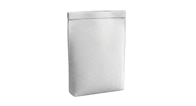 White paper bag with grid texture isolated on a transparent background
