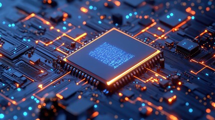 Central processing unit working on a circuit board