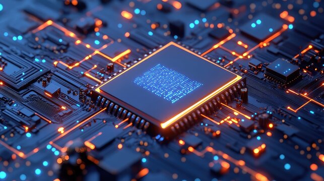 Central processing unit working on a circuit board