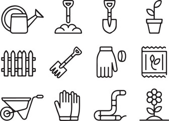 Obraz premium Gardening icons perfect for spring designs