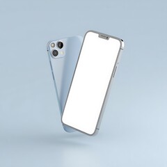 Realistic Floating Blue Smartphone Mockup with Blank Screen