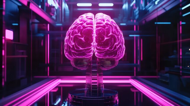 Digital brain illuminating future artificial intelligence technology concept