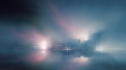 Digital cityscape reflecting abstract light and network connections