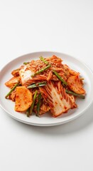 Spicy fermented cabbage delight presented on an elegant plate for culinary enjoyment