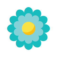 turquoise flower vector illustration layered petals with yellow center