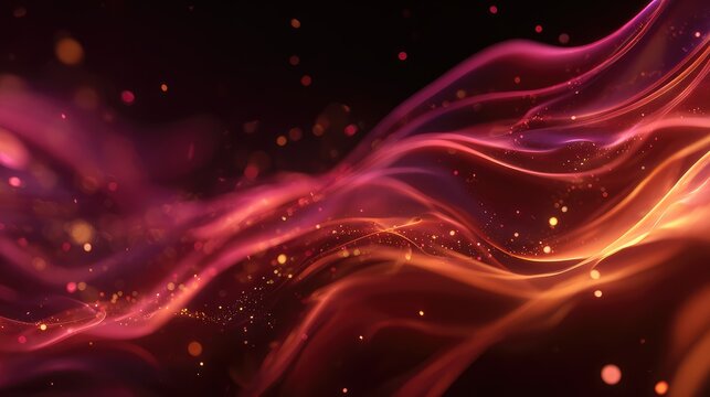 Abstract flowing energy waves with glowing particles