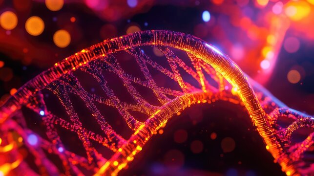 Digital dna double helix representing genetics and biotechnology